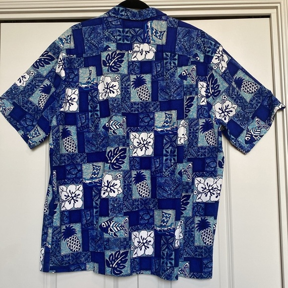 HAWAII Mens 3X Button front Hawaiian Shirt fish canoes pineapple Cotton Vintage - Picture 2 of 8